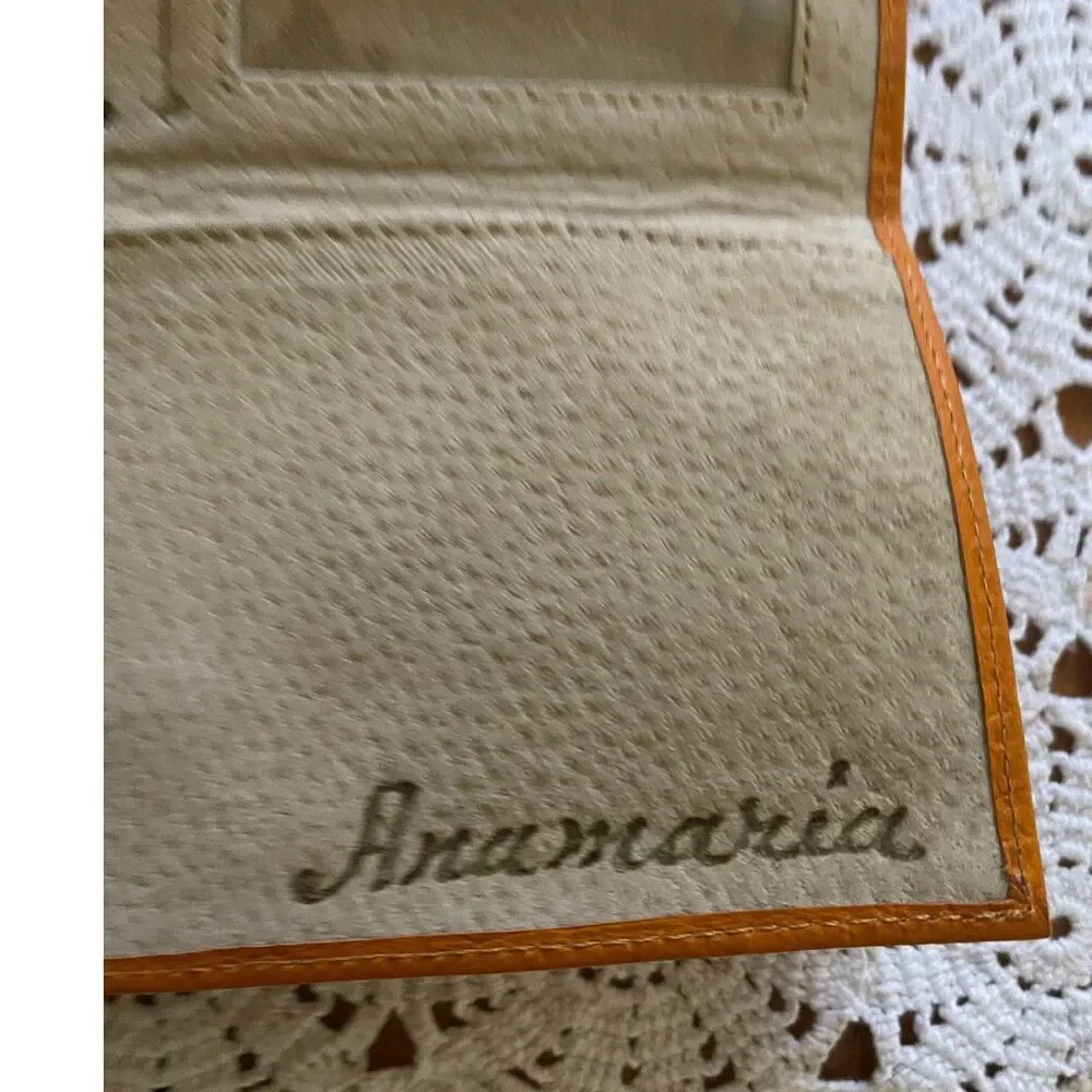 Mandarin Orange Croc Leather Long Wallet Anamaria Handcrafted Handmade Leather G